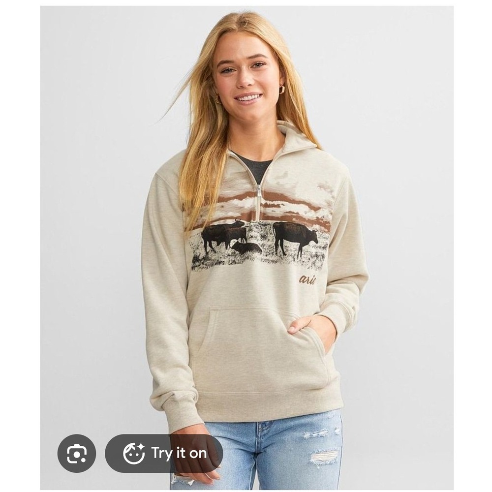 Ariat real scenic half zip pullover sweatshirt womens xxl western country cozy